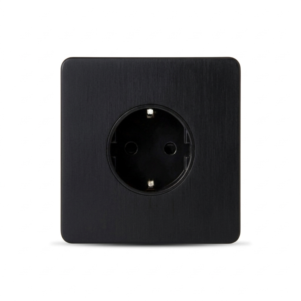 Wandcontactdoos Schuko 16A — Klassiek — Zwart - Zwart