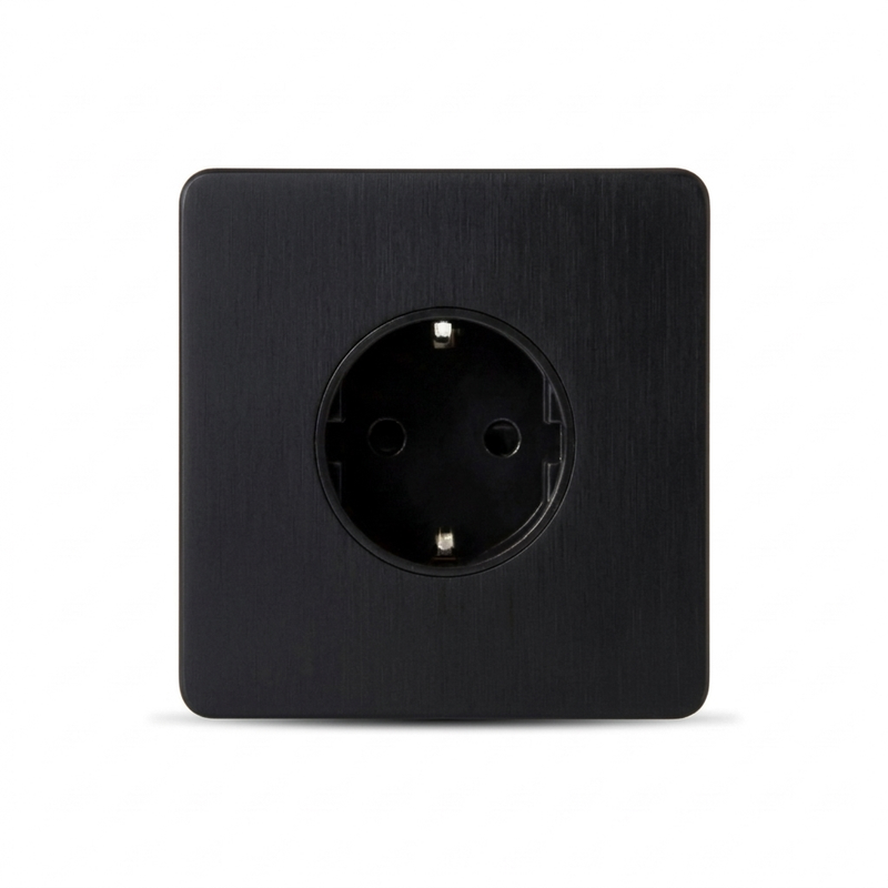 Wandcontactdoos Schuko 16A — Klassiek — Zwart - Zwart