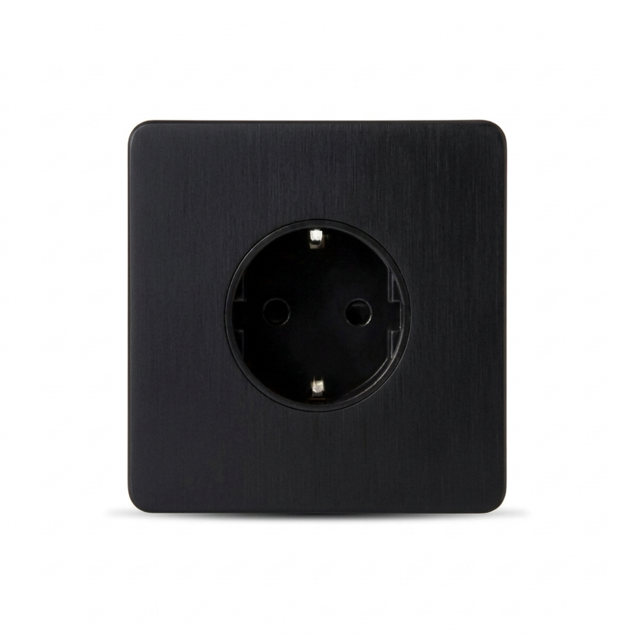 Wandcontactdoos Schuko 16A — Klassiek — Zwart - Zwart