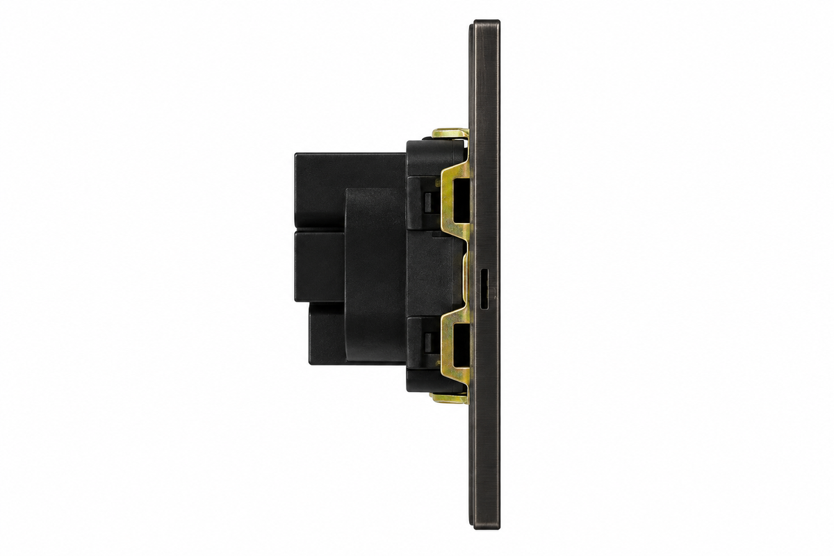 Wandcontactdoos Schuko 16A - Modern - Grijs - zijkant