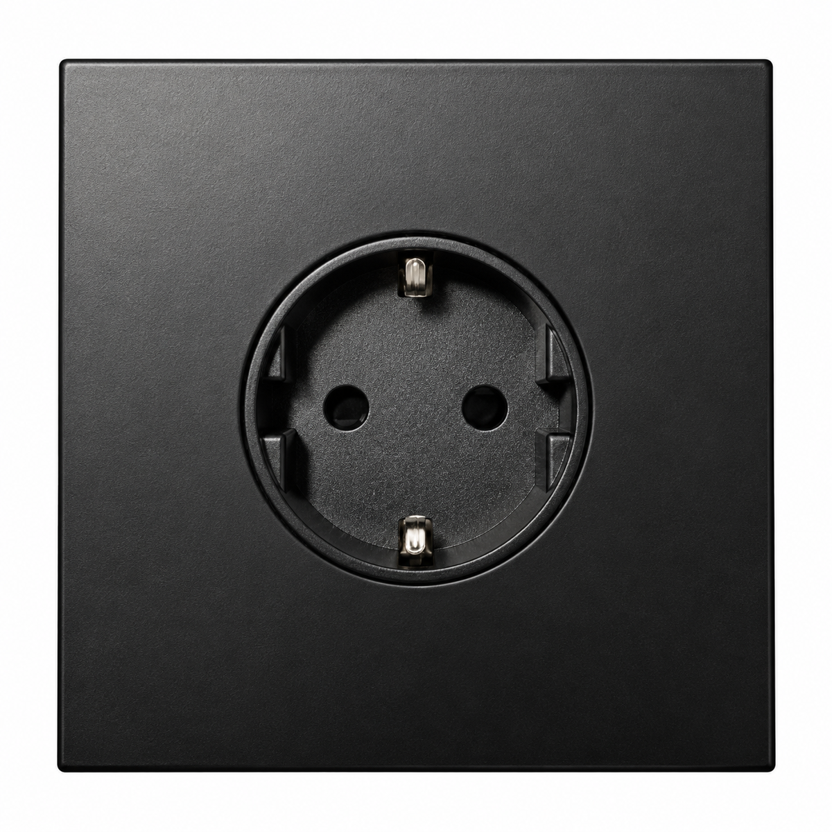 Wandcontactdoos Schuko 16A - Modern - Mat Zwart - voorkant