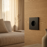 Wandcontactdoos Schuko 16A — Modern — Mat Zwart - Mat Zwart — Sfeerbeeld