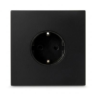 Wandcontactdoos Schuko 16A — Modern — Mat Zwart - Mat Zwart