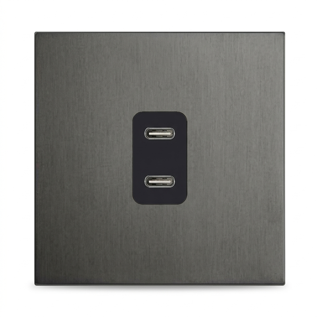 USB-A + USB-C Lader — Modern — Grijs - Grijs