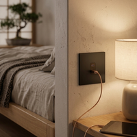 USB-A + USB-C Lader — Modern — Mat Zwart - Mat Zwart — Sfeerbeeld