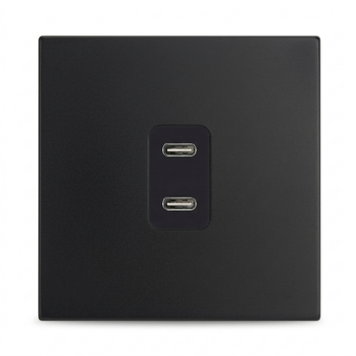 USB-A + USB-C Lader — Modern — Mat Zwart - Mat Zwart