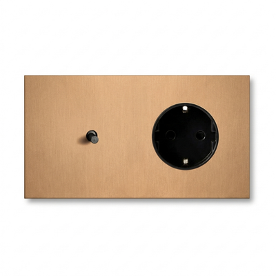 Tuimelschakelaar + Wandcontactdoos — Modern — Goud - Goud
