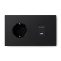 Wandcontactdoos + USB A/C — Zakelijk — Mat Zwart - Mat Zwart