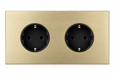 Wandcontactdoos Dubbel - Modern - Goud