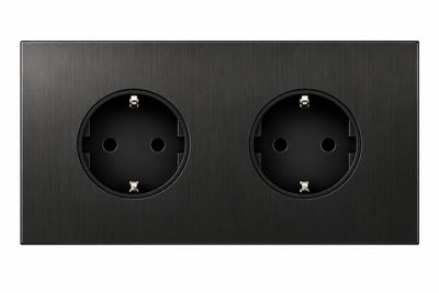 Wandcontactdoos Dubbel - Modern - Mat Zwart