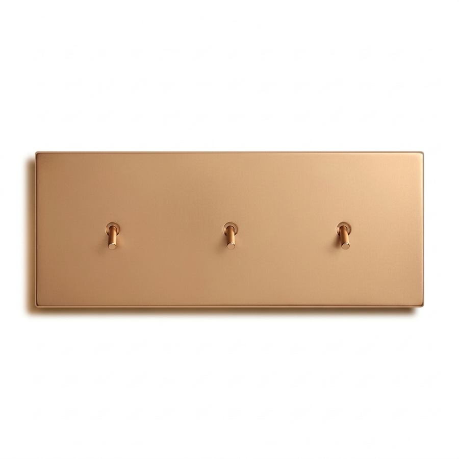 Tuimelschakelaar Drievoudig — Modern — Goud - Goud