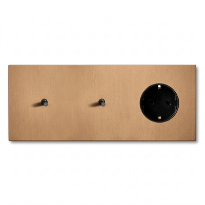 2× Tuimelschakelaar + Wandcontactdoos — Zakelijk — Goud - Goud